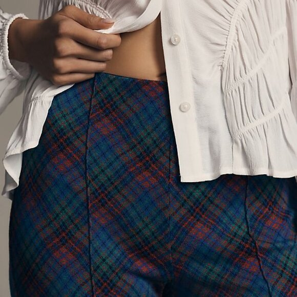 Anthropologie The Margot Kick-Flare Cropped Pants by Maeve: Plaid Edition - Picture 2 of 9